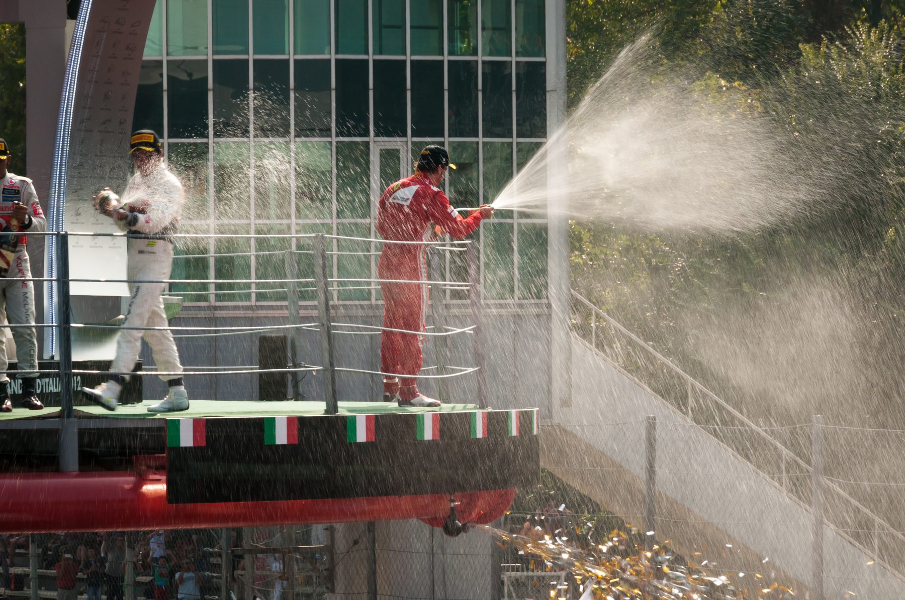 Champagne celebration on the Formula 1 podium